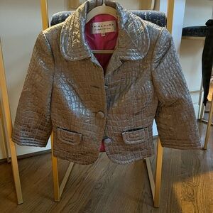 Trina Turk Silver gator print dressy short blazer